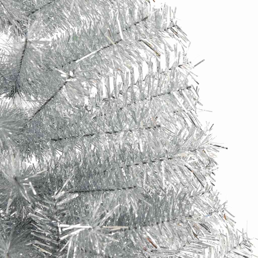 Künstlicher Halb-Weihnachtsbaum mit Ständer Silber 210 cm PET
