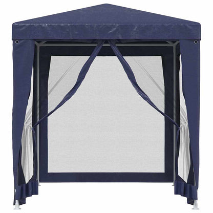 Partyzelt mit 4 Mesh-Seitenwänden Blau 2x2 m HDPE