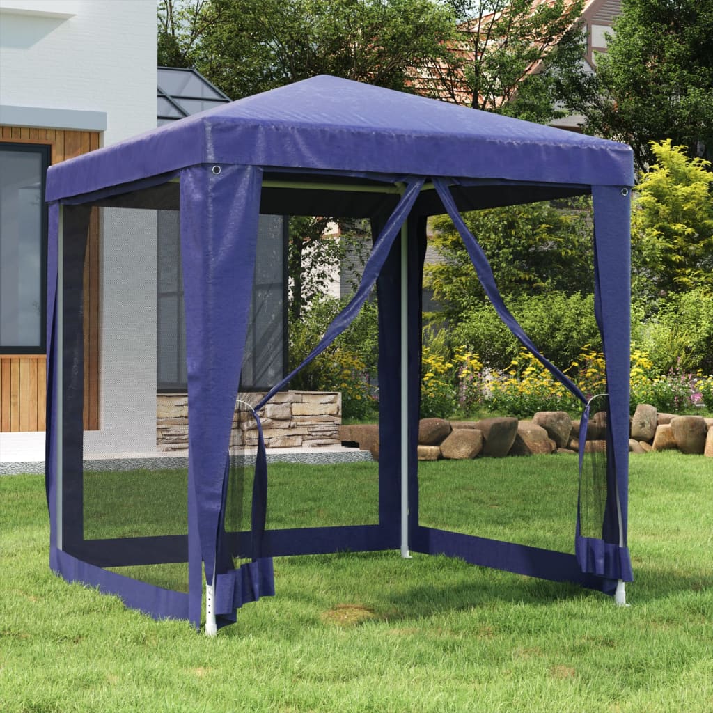 Party tent with 4 mesh side walls blue 2x2 m HDPE