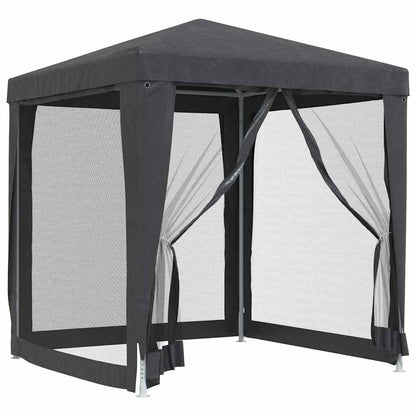 Partyzelt mit 4 Mesh-Seitenwänden Anthrazit 2x2 m HDPE