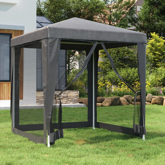 Tente de réception avec 4 parois latérales en filet anthracite 2x2 m HDPE