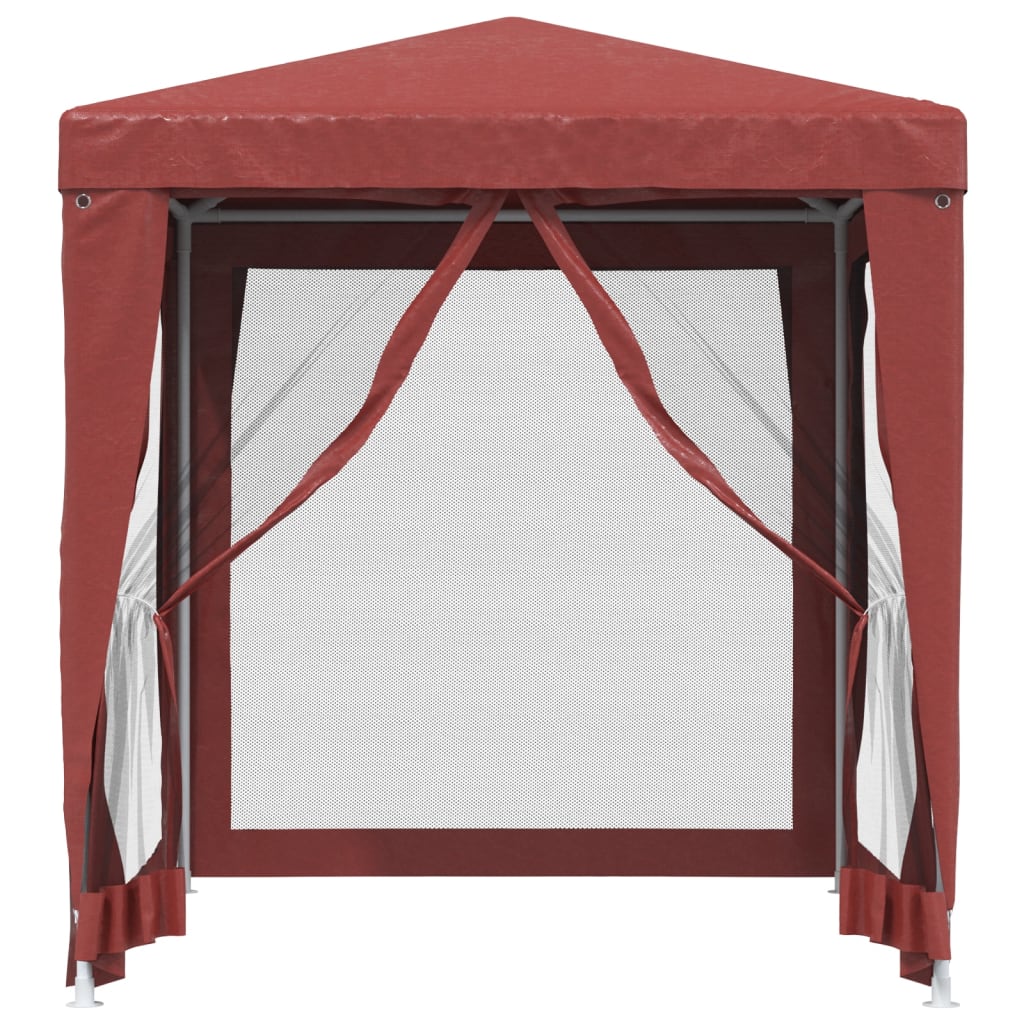Tente de réception avec 4 parois latérales en filet rouge 2x2 m HDPE