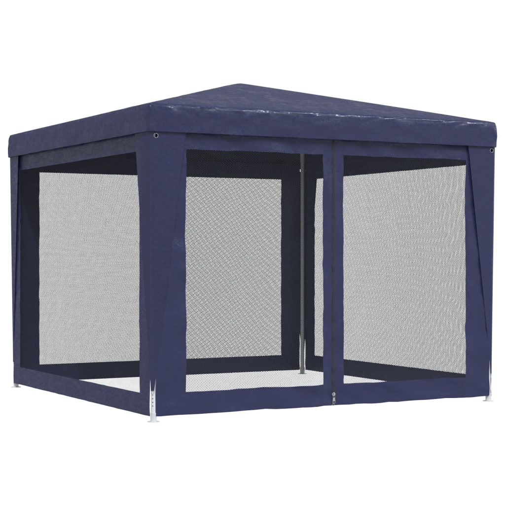Party tent with 4 mesh side walls blue 3x3 m HDPE
