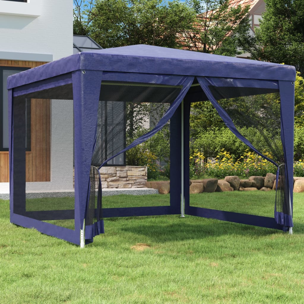 Party tent with 4 mesh side walls blue 3x3 m HDPE
