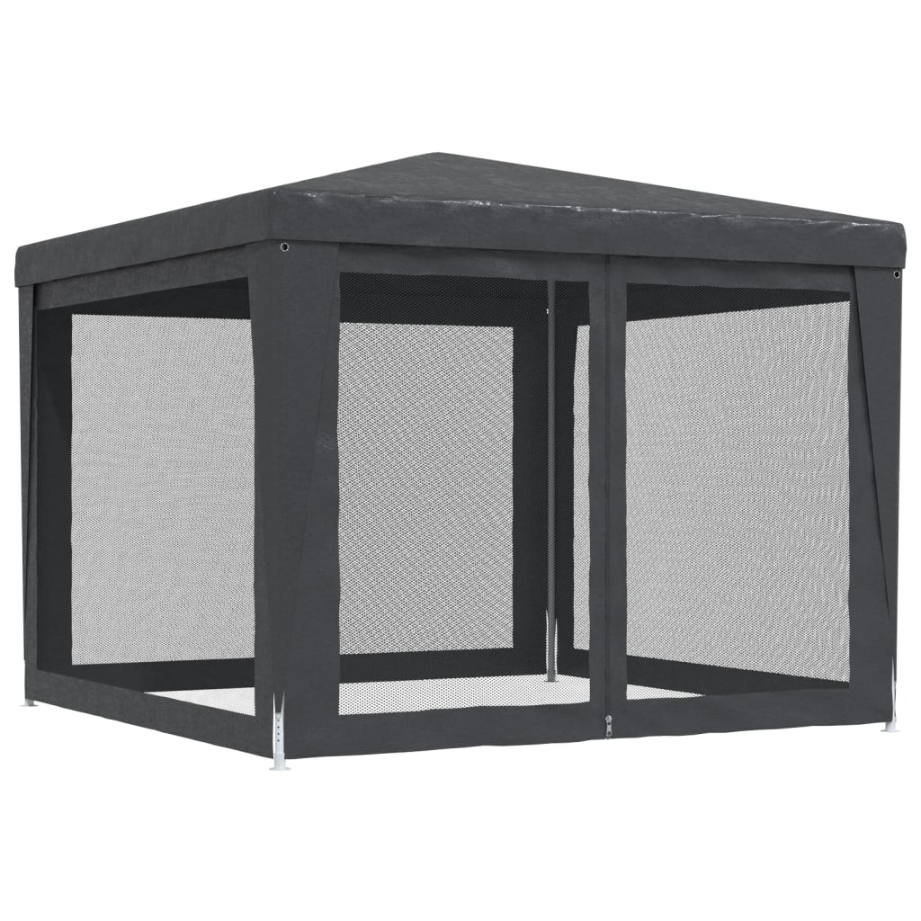 Tente de réception avec 4 parois latérales en filet anthracite 3x3 m HDPE