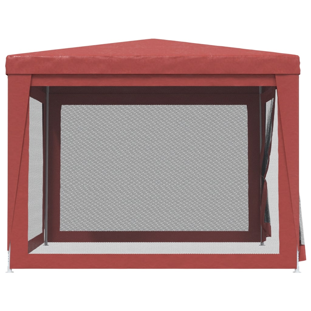 Tente de réception avec 4 parois latérales en filet rouge 3x3 m HDPE