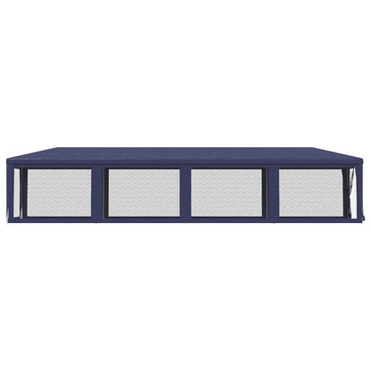 Partyzelt mit 10 Mesh-Seitenwänden Blau 3x12 m HDPE