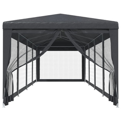 Partyzelt mit 10 Mesh-Seitenwänden Anthrazit 3x12 m HDPE