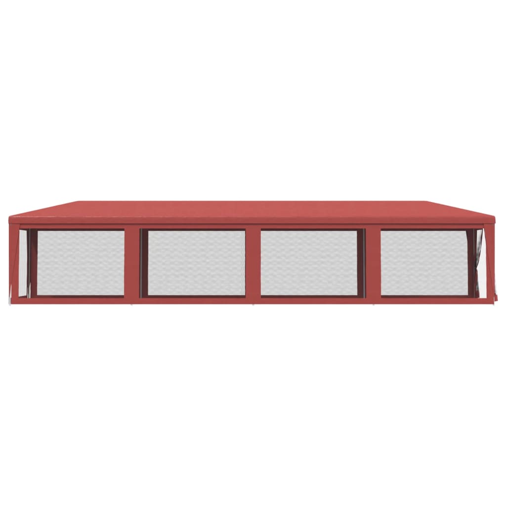 Partyzelt mit 10 Mesh-Seitenwänden Rot 3x12 m HDPE