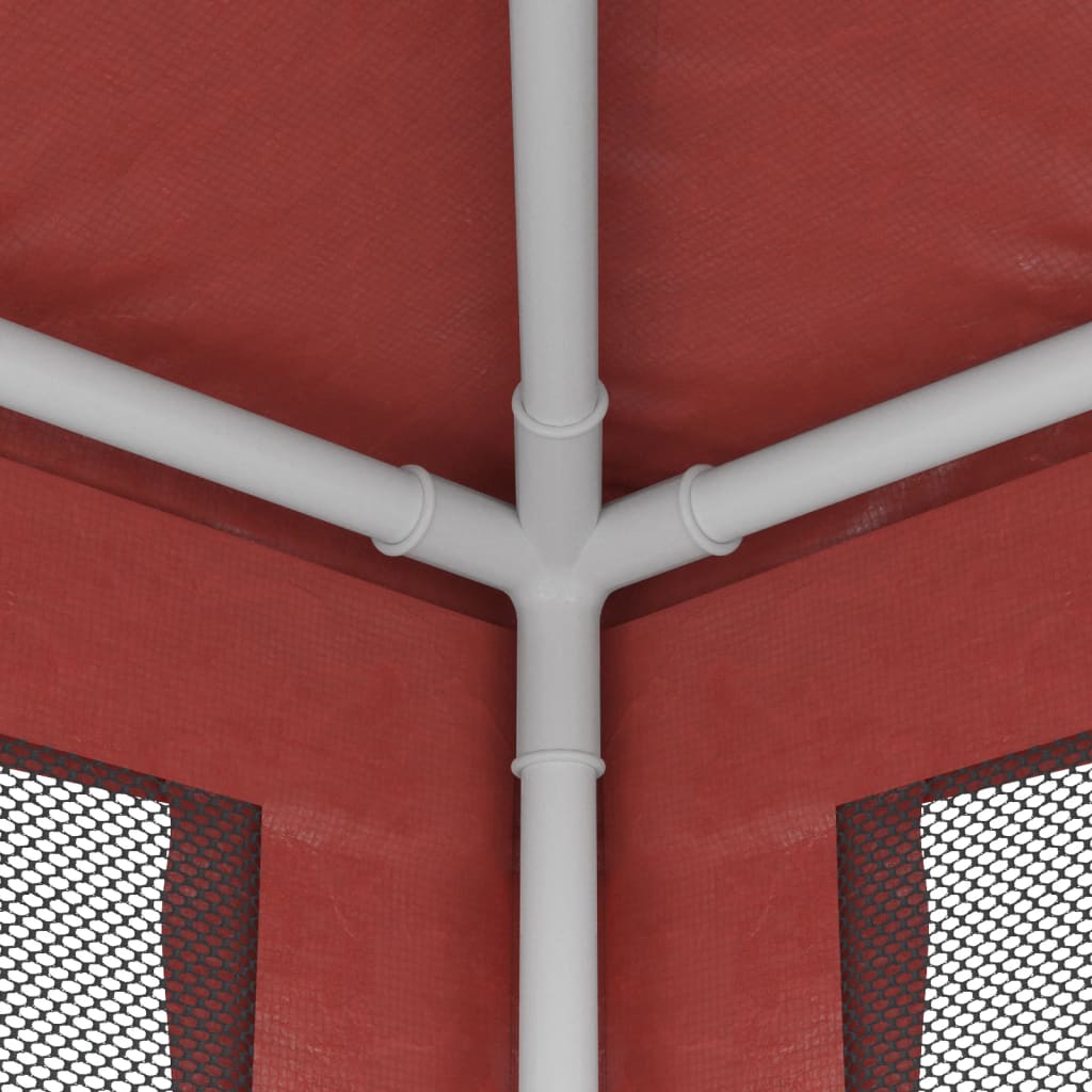 Partyzelt mit 10 Mesh-Seitenwänden Rot 3x12 m HDPE