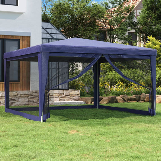 Tente de réception avec 4 parois latérales en filet bleu 4x4 m HDPE