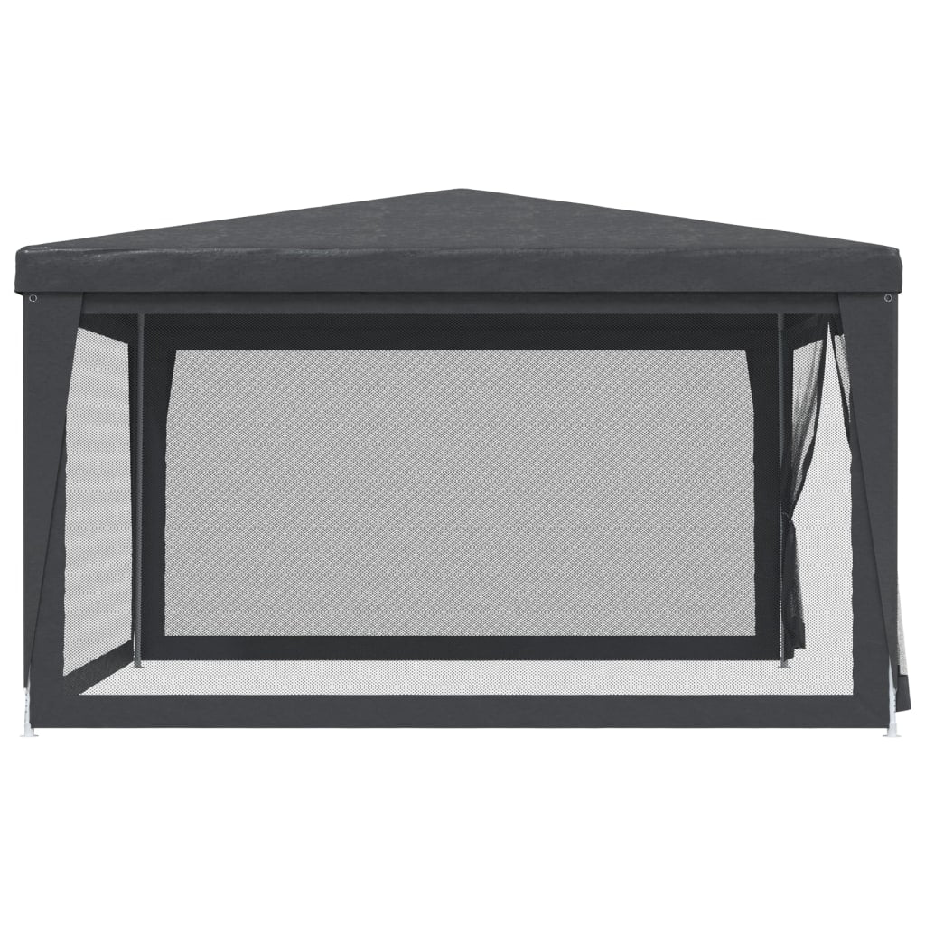 Partyzelt mit 4 Mesh-Seitenwänden Anthrazit 4x4 m HDPE