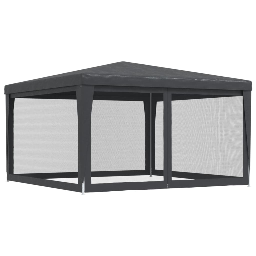 Partyzelt mit 4 Mesh-Seitenwänden Anthrazit 4x4 m HDPE