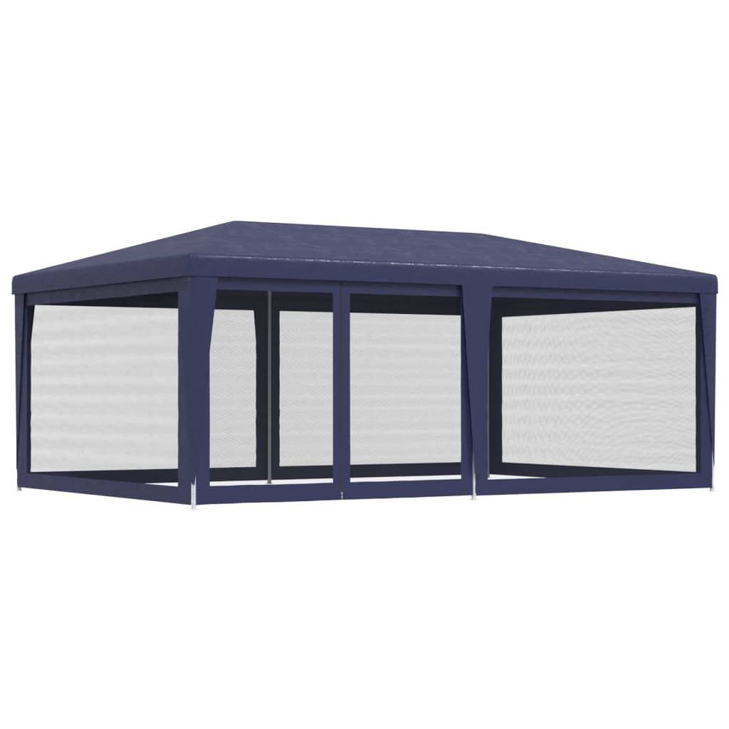Tente de réception avec 6 parois latérales en filet bleu 6x4 m HDPE