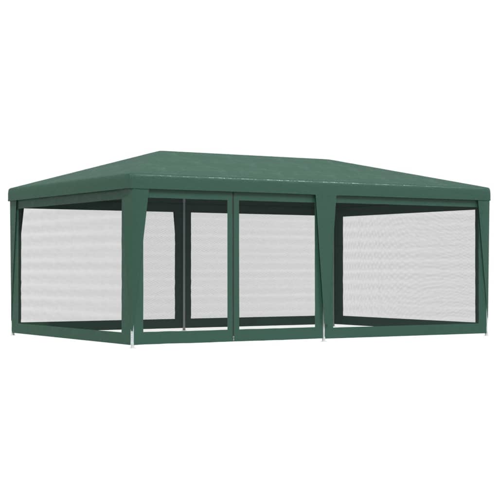 Tente de réception avec 6 parois latérales en filet vert 6x4 m HDPE