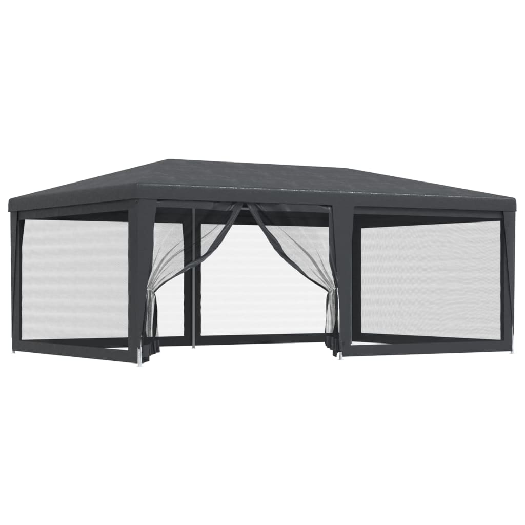 Tente de réception avec 6 parois latérales en filet anthracite 6x4 m HDPE