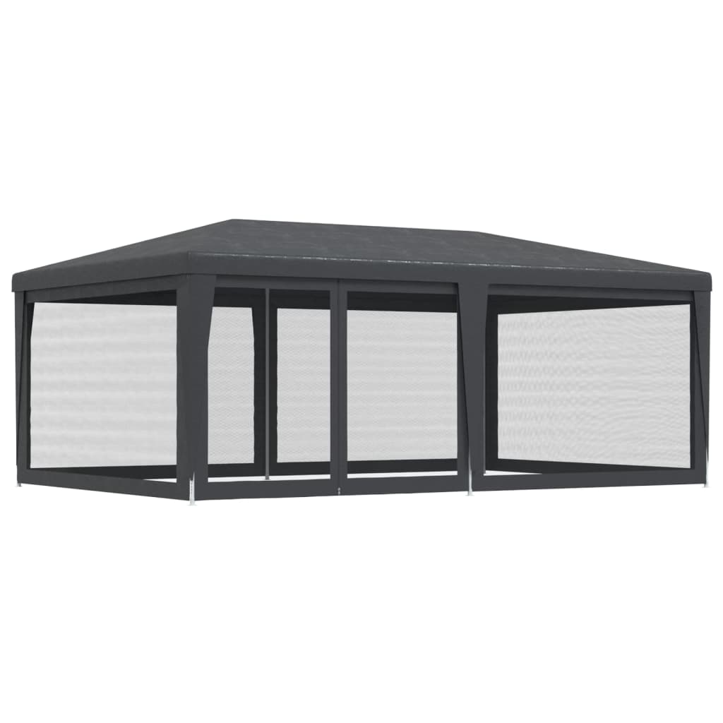 Tente de réception avec 6 parois latérales en filet anthracite 6x4 m HDPE