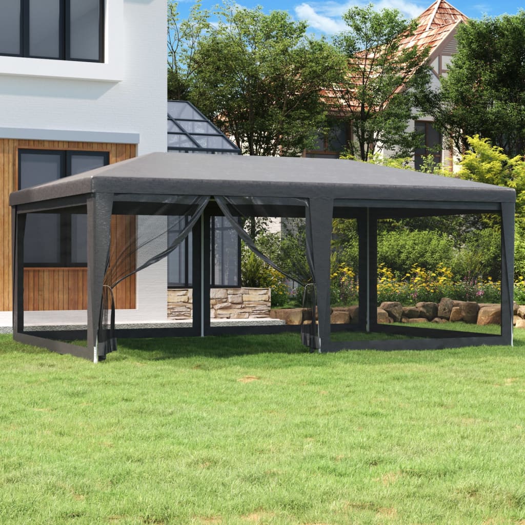 Tente de réception avec 6 parois latérales en filet anthracite 6x4 m HDPE