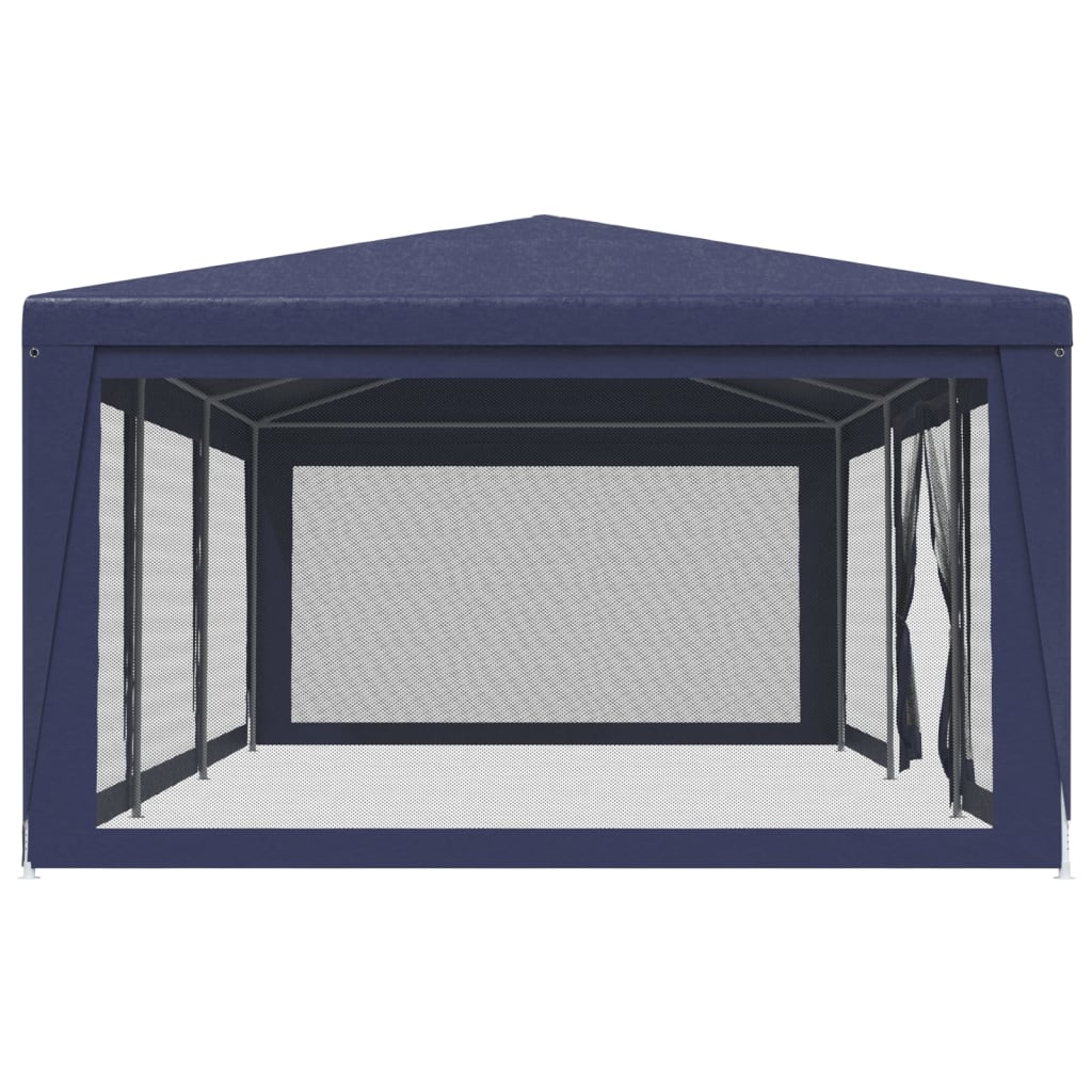 Partyzelt mit 8 Mesh-Seitenwänden Blau 9x4 m HDPE