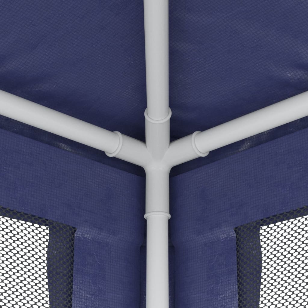 Partyzelt mit 8 Mesh-Seitenwänden Blau 9x4 m HDPE
