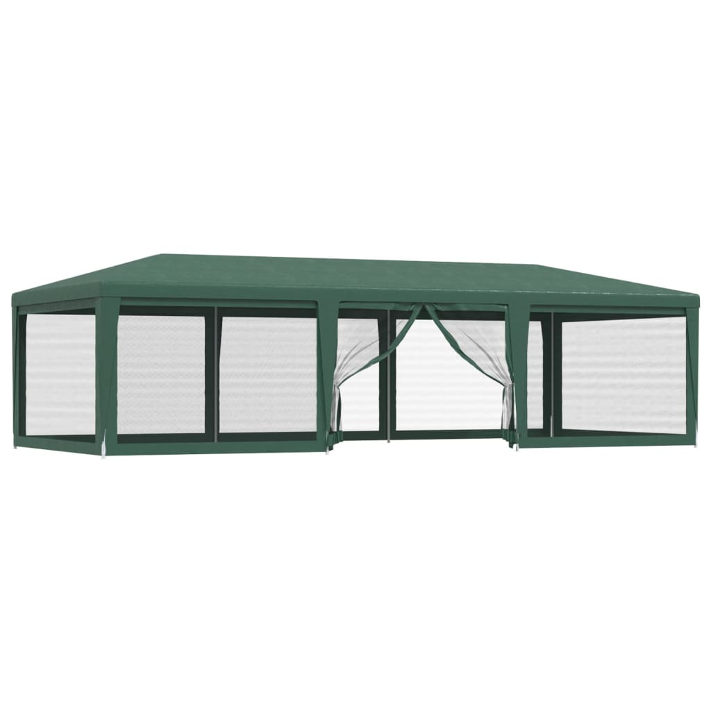 Tente de réception avec 8 parois latérales en filet vert 9x4 m HDPE