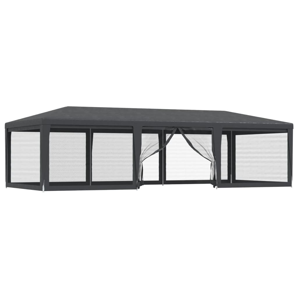 Partyzelt mit 8 Mesh-Seitenwänden Anthrazit 9x4 m HDPE