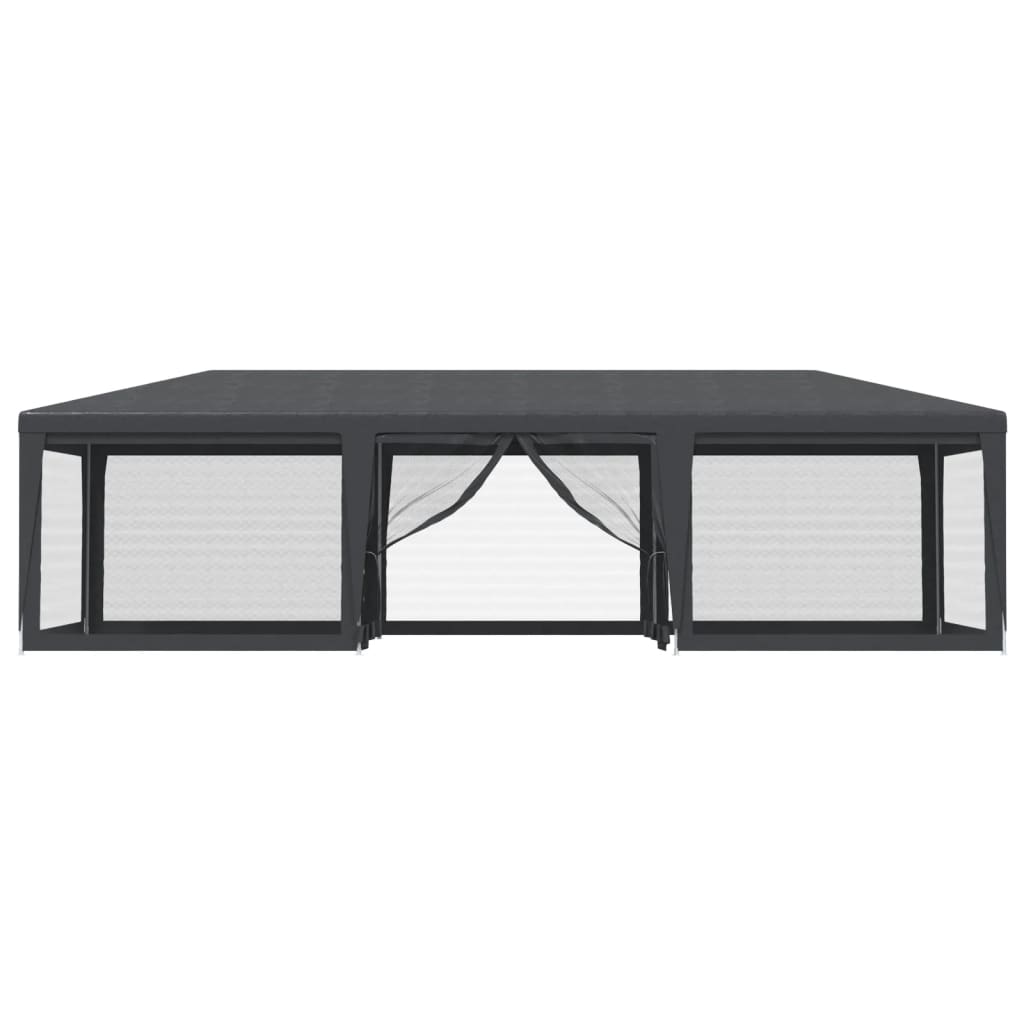 Partyzelt mit 8 Mesh-Seitenwänden Anthrazit 9x4 m HDPE