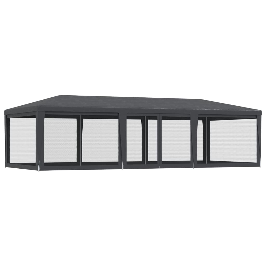 Partyzelt mit 8 Mesh-Seitenwänden Anthrazit 9x4 m HDPE