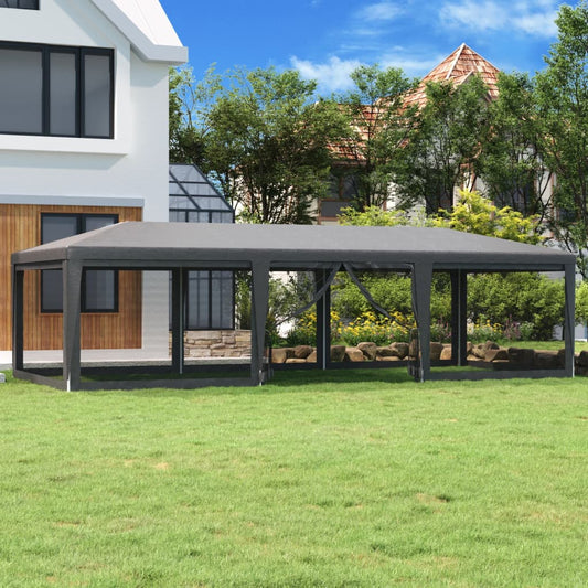Partyzelt mit 8 Mesh-Seitenwänden Anthrazit 9x4 m HDPE