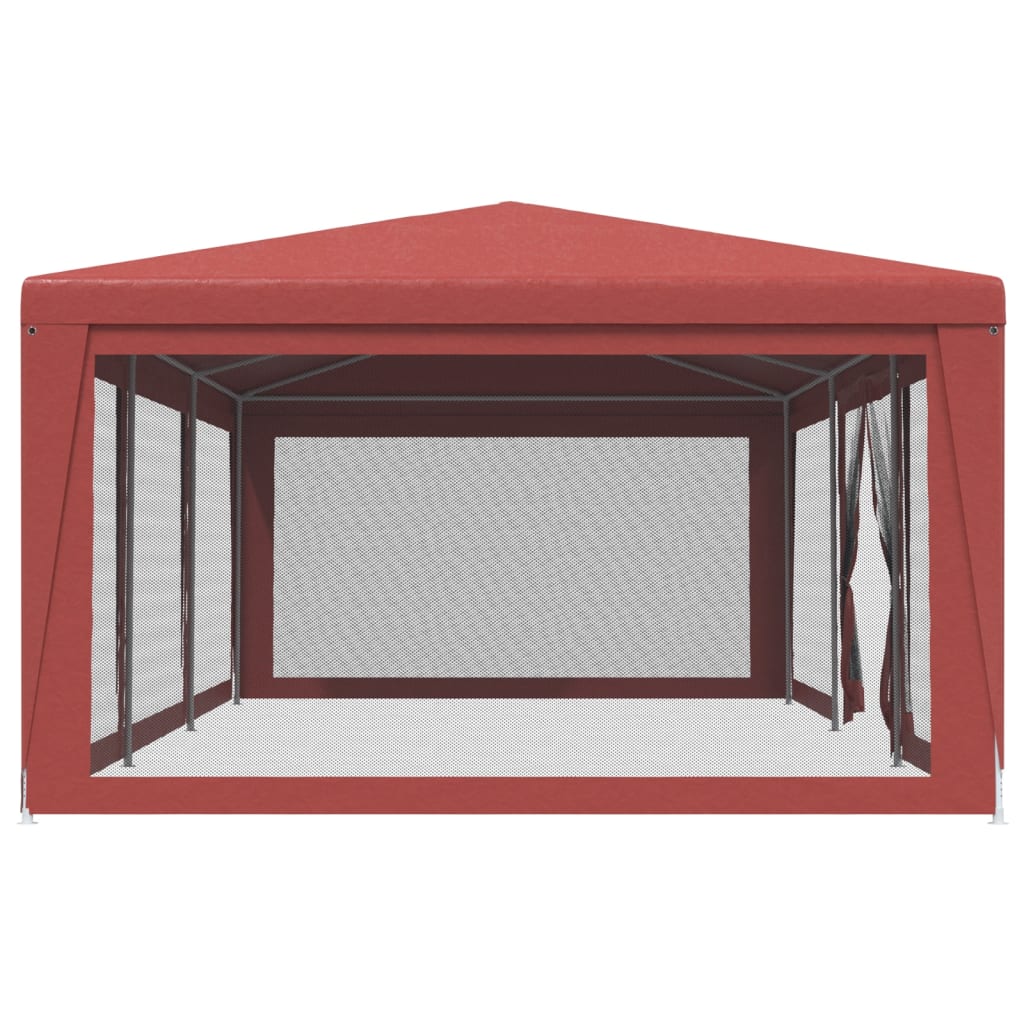 Partyzelt mit 8 Mesh-Seitenwänden Rot 9x4 m HDPE