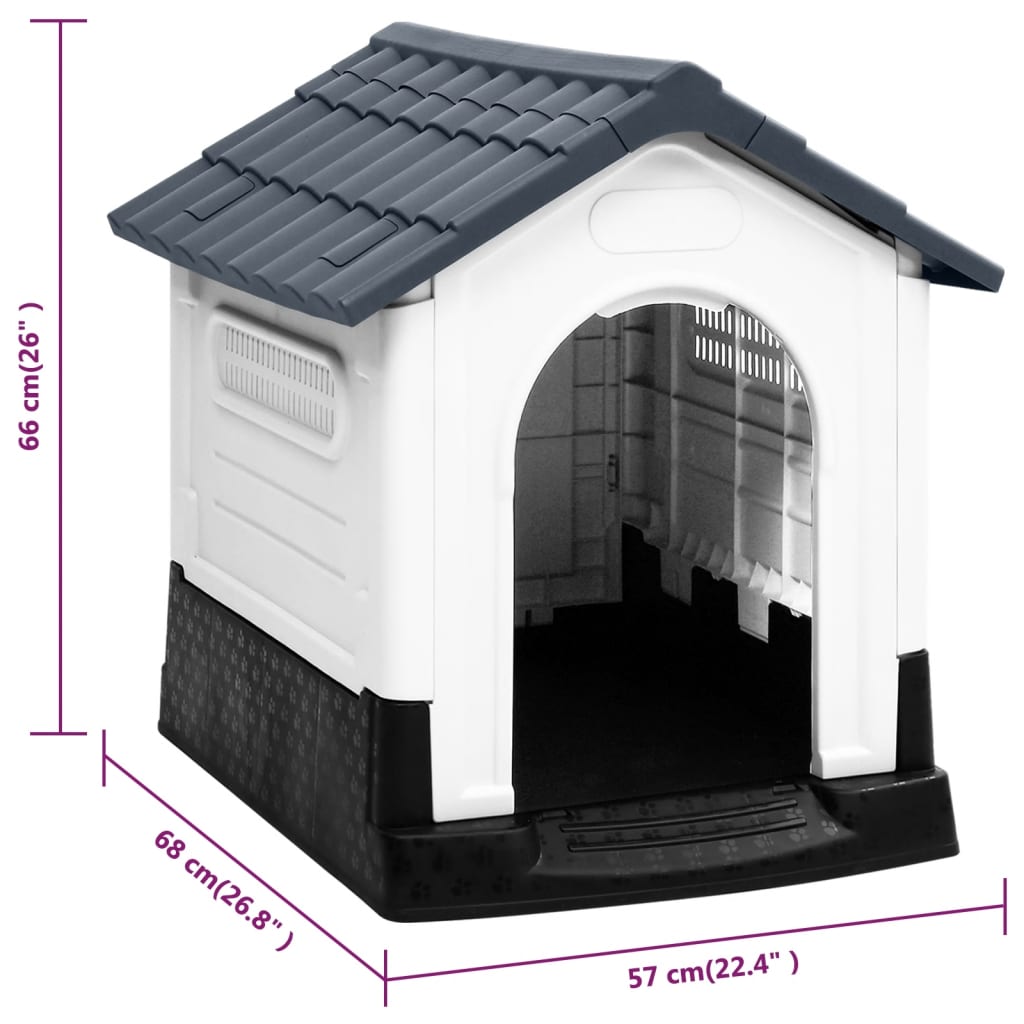 Dog house grey 57x68x66 cm polypropylene