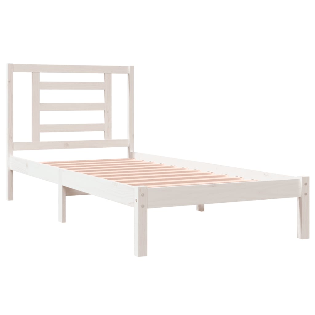 Massivholzbett ohne Matratze Weiß 90x190 cm Kiefernholz