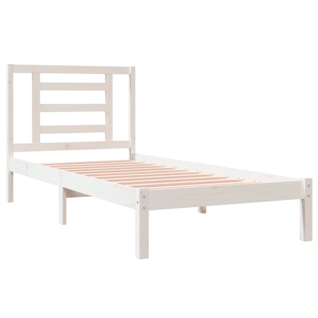 Massivholzbett ohne Matratze Weiß 90x200 cm Kiefernholz