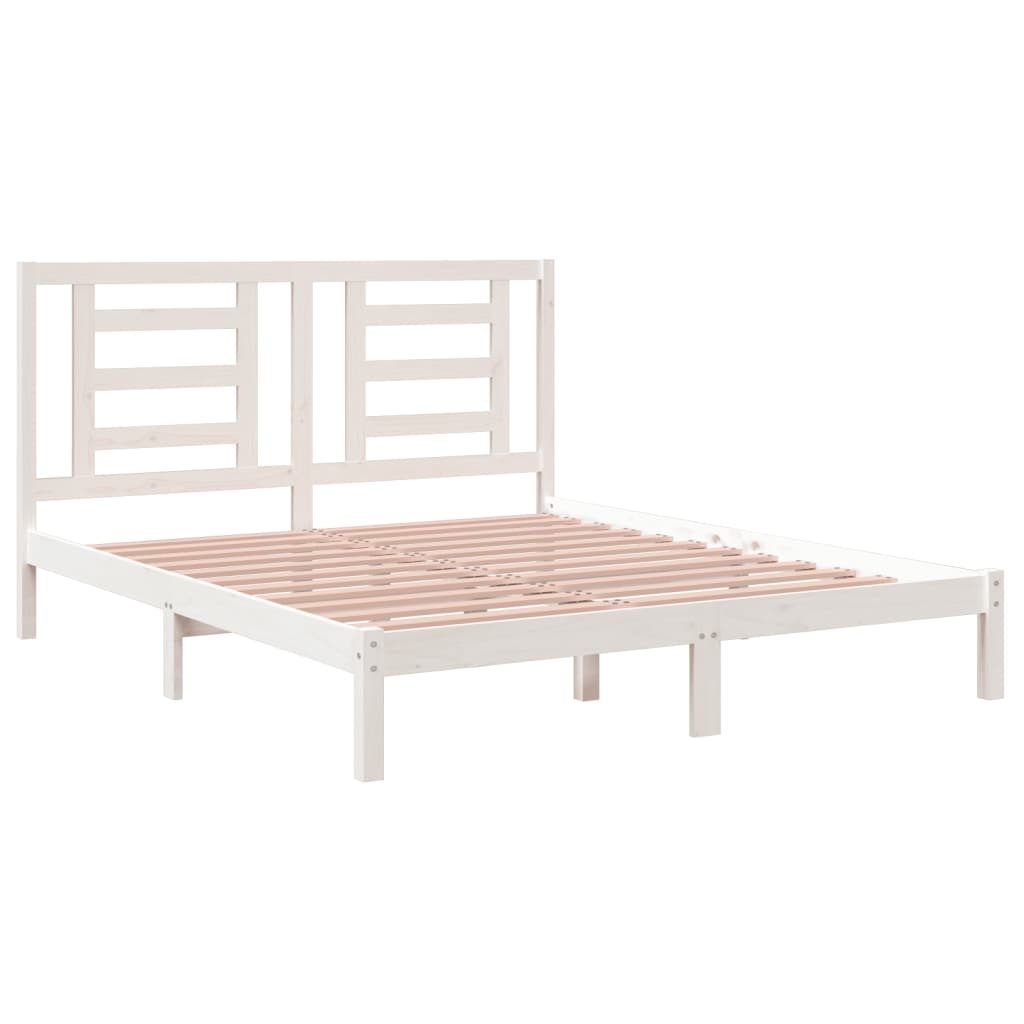 Massivholzbett ohne Matratze Weiß 160x200 Kiefernholz