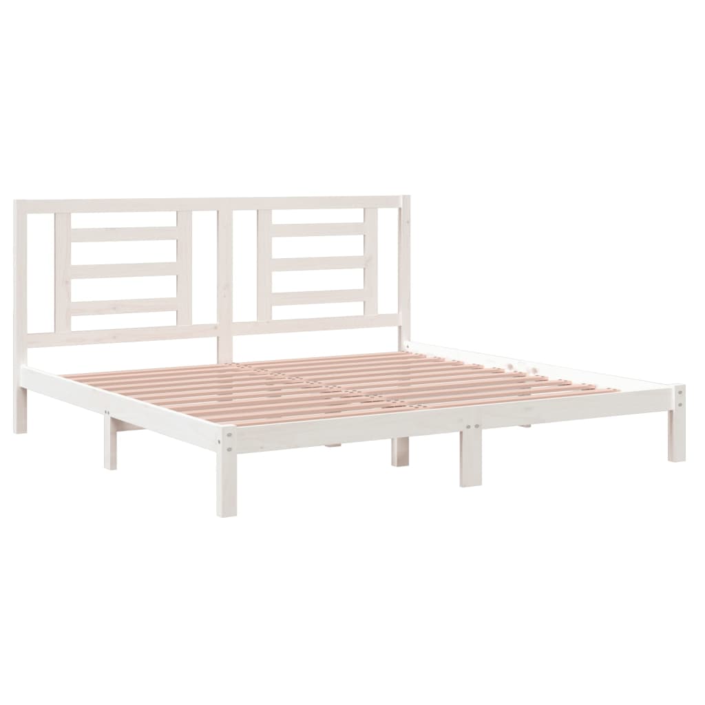 Massivholzbett ohne Matratze Weiß 200x200 cm Kiefernholz