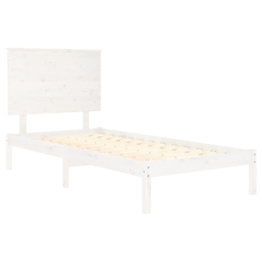 Massivholzbett ohne Matratze Weiß 90x200 cm Kiefernholz