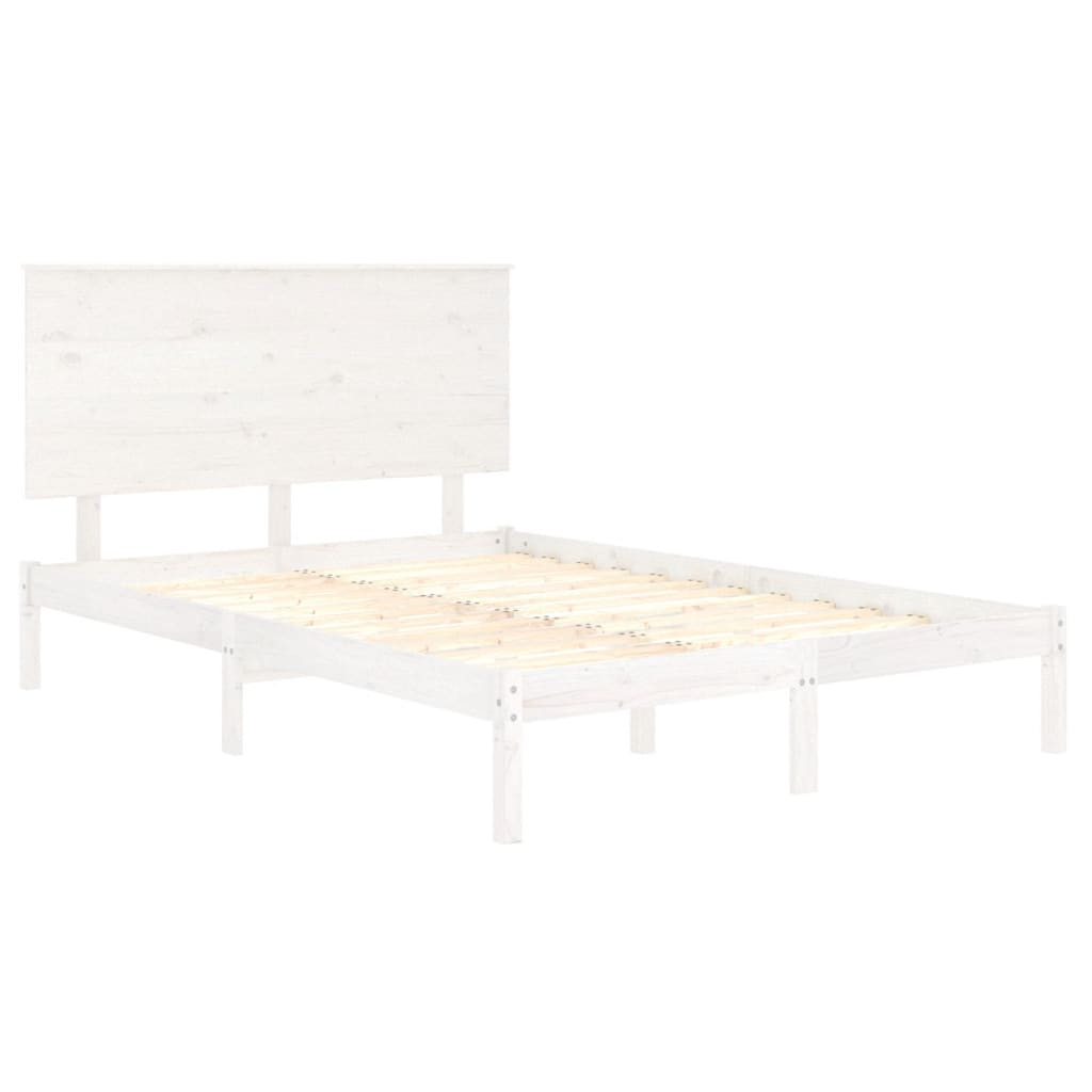 Massivholzbett ohne Matratze Weiß 120x200 cm Kiefernholz