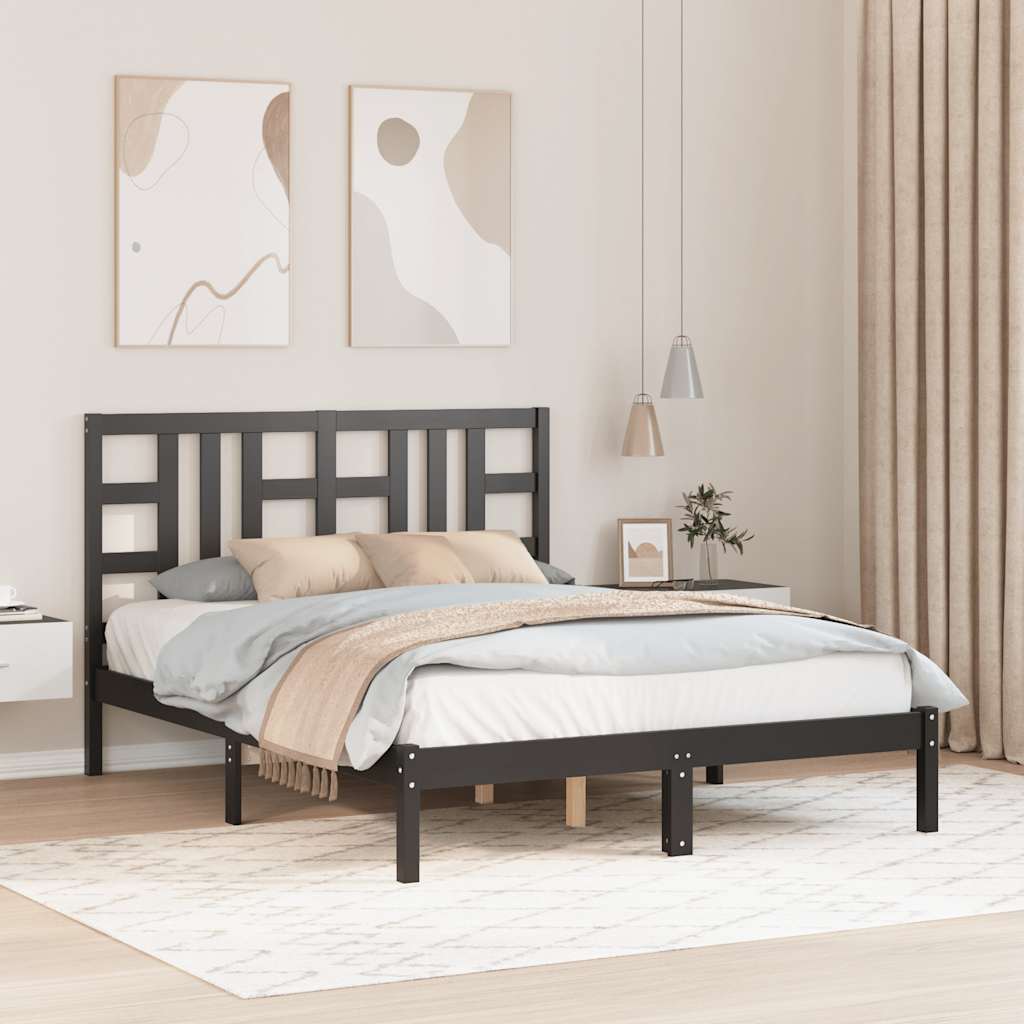 Massivholzbett Schwarz 140x190 cm