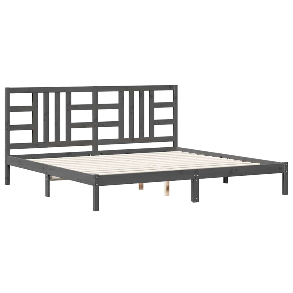 Massivholzbett Grau 200x200 cm