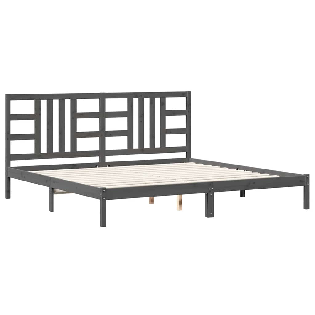 Massivholzbett Grau 200x200 cm