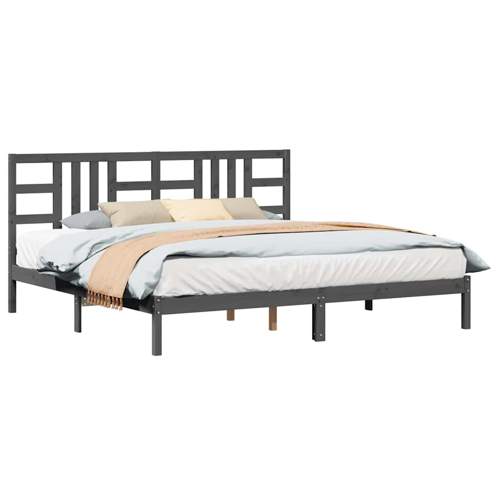 Massivholzbett Grau 200x200 cm