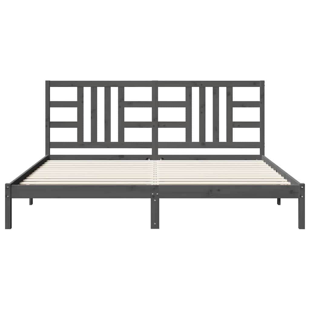 Massivholzbett Grau 200x200 cm