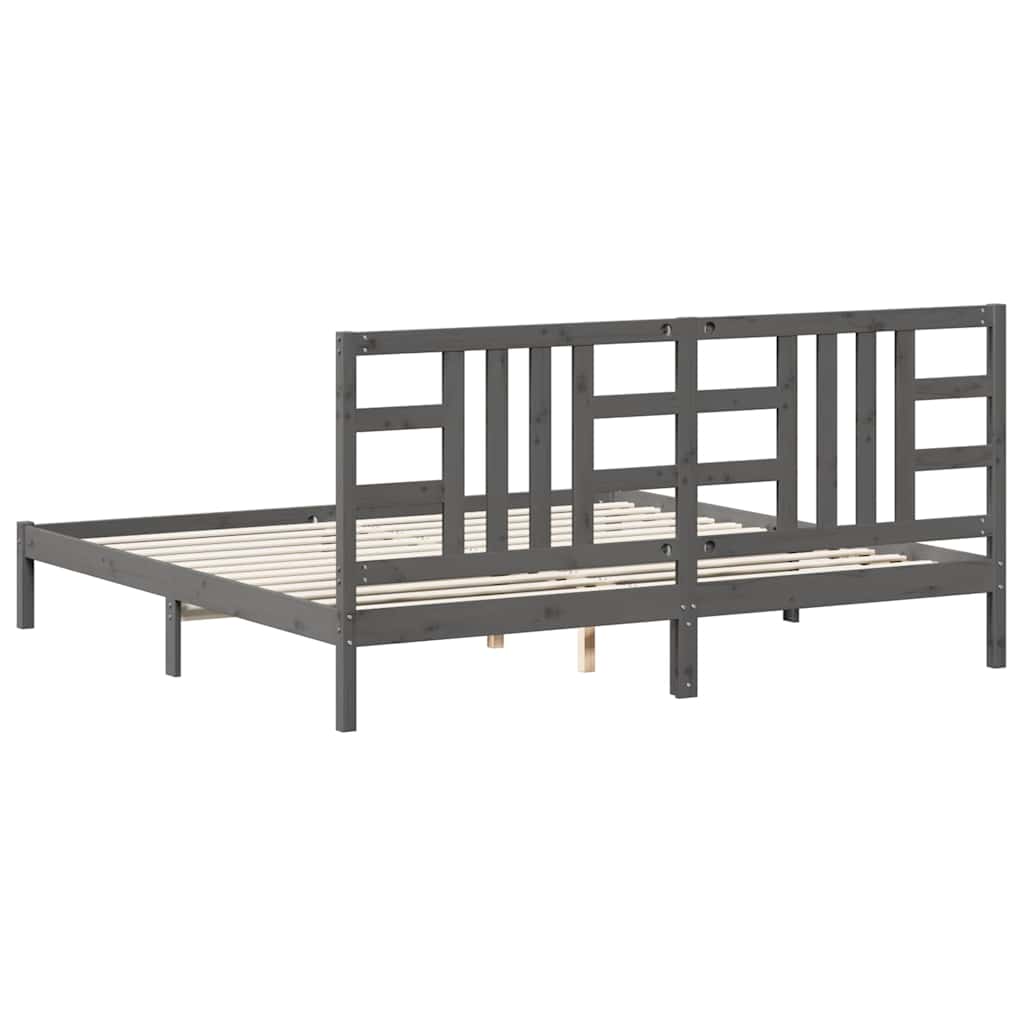 Massivholzbett Grau 200x200 cm