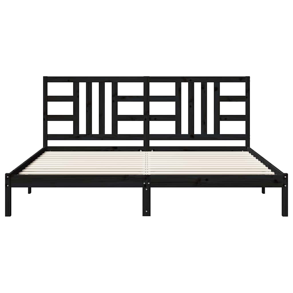 Massivholzbett Schwarz 200x200 cm