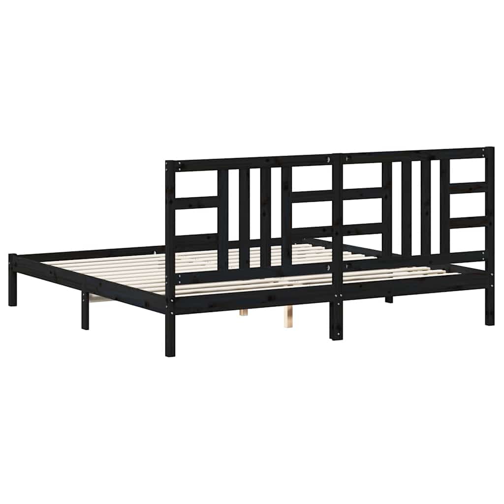 Massivholzbett Schwarz 200x200 cm