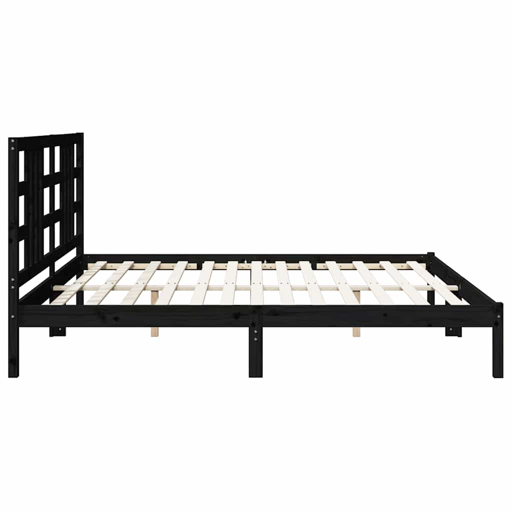 Massivholzbett Schwarz 200x200 cm