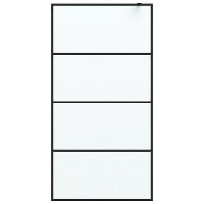 Duschwand für Walk-In Dusche Schwarz 100x195 cm ESG Mattiert
