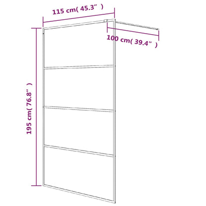 Duschwand für Begehbare Dusche Schwarz 115x195 cm Matt ESG-Glas