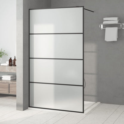 Duschwand für Begehbare Dusche Schwarz 115x195 cm Matt ESG-Glas