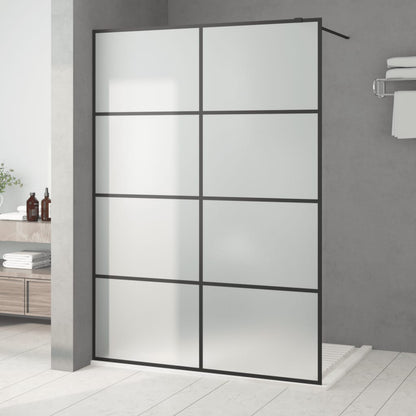 Duschwand für Begehbare Dusche Schwarz 140x195 cm Matt ESG-Glas